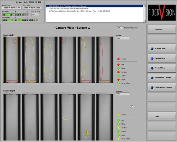 The results of glass inspection can be monitored live on a monitor